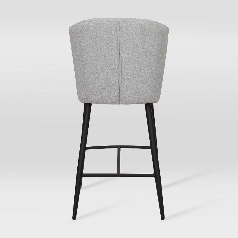 Jasper Light Gray Upholstered Channel Tufted Barstools with Metal Legs - Set of 2