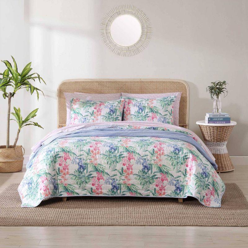 Tommy Bahama Home Tommy Bahama Island Orchid Cotton Reversible Pink Quilt Set