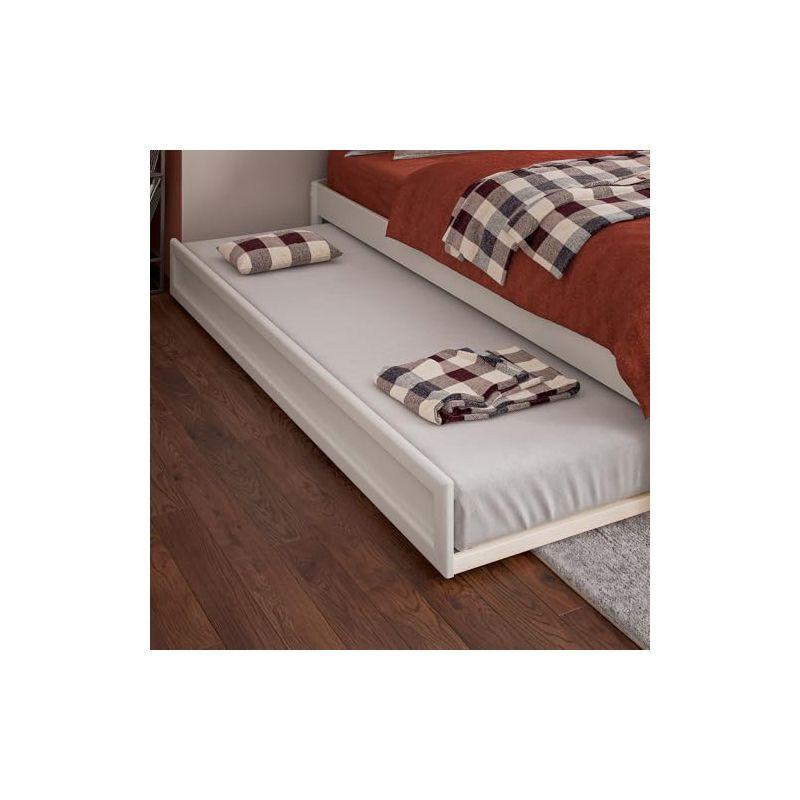 AFI Furnishings AFI Barcelona Full Solid Wood Panel Platform Bed with Twin Trundle in White
