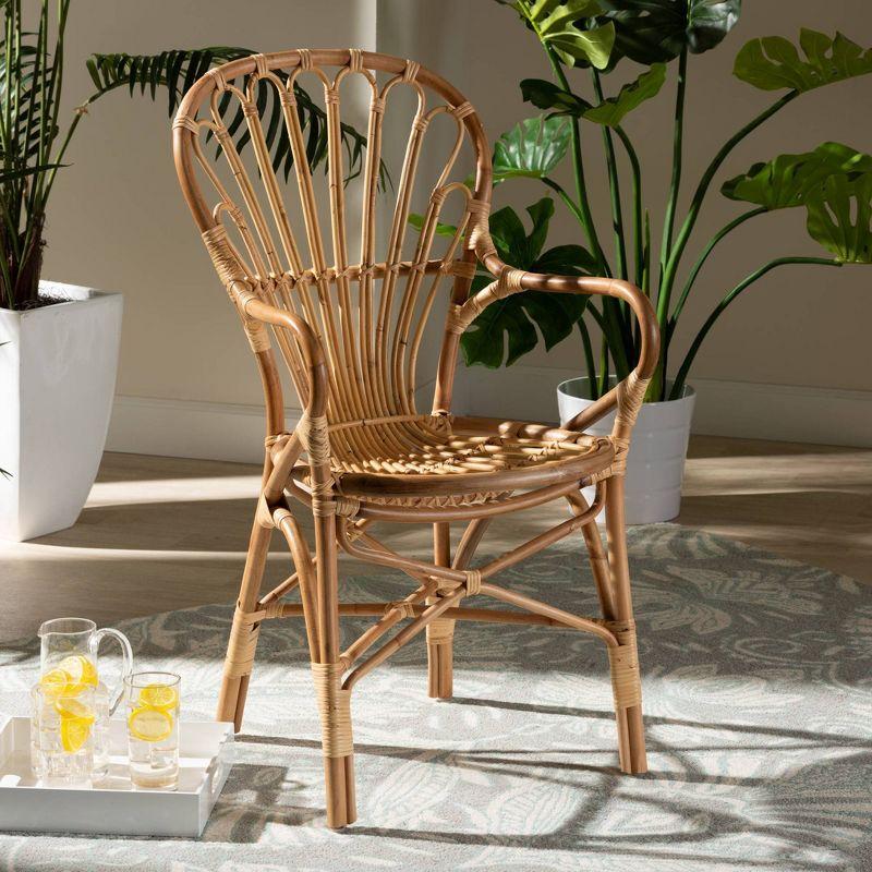 Sheraton Rattan Armchair Natural - bali & pari: Boho Style, Polyester Upholstery, Wood Frame, No Assembly Required