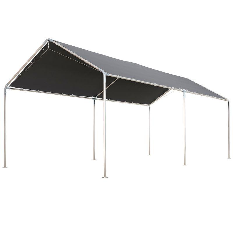 Gray 10' x 20' Portable Galvanized Steel Carport Kit