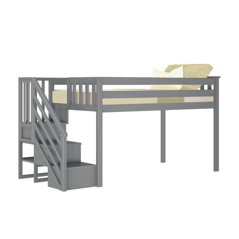 Max & Lily Twin Low Loft Bed with Staircase