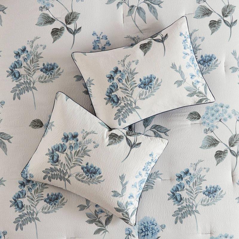 Zennia 7 Piece Seersucker Floral Comforter Set with Throw Blanket