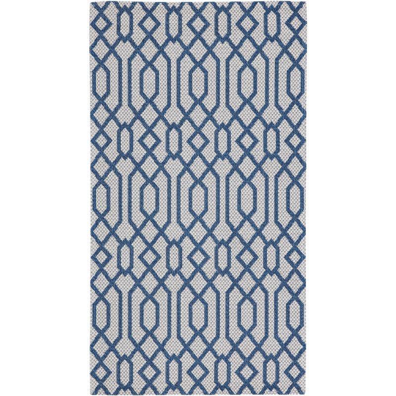 Augustine Geometric Flat Woven Area Rug in Navy/Light Grey - 34"x5"