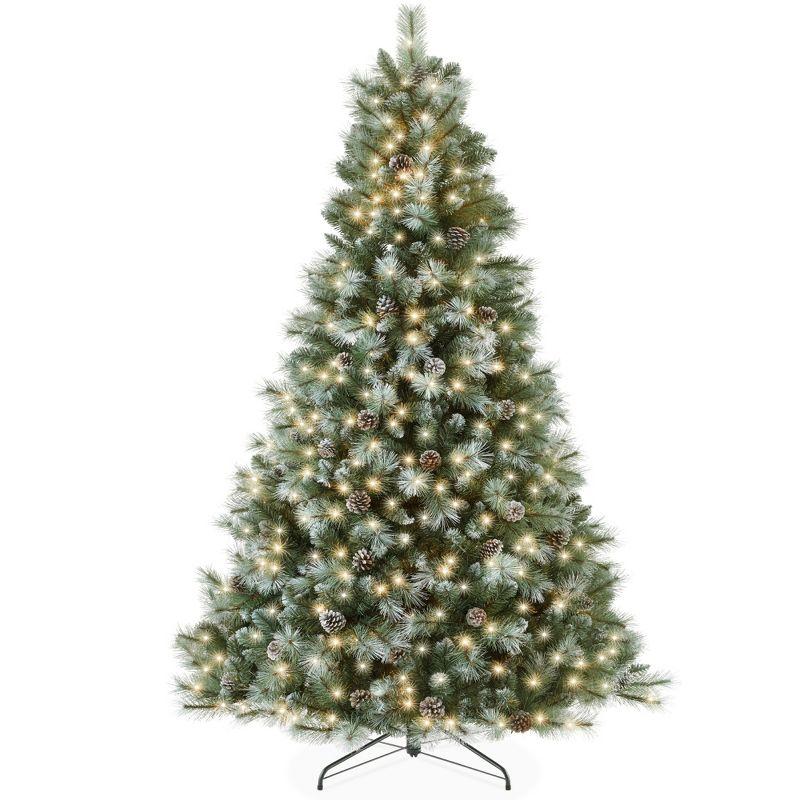 Best Choice Products 6ft Pre-Lit Frosted Scotch Pine Christmas Tree w/ 946 Branch Tips, 250 2-in-1 LED Lights