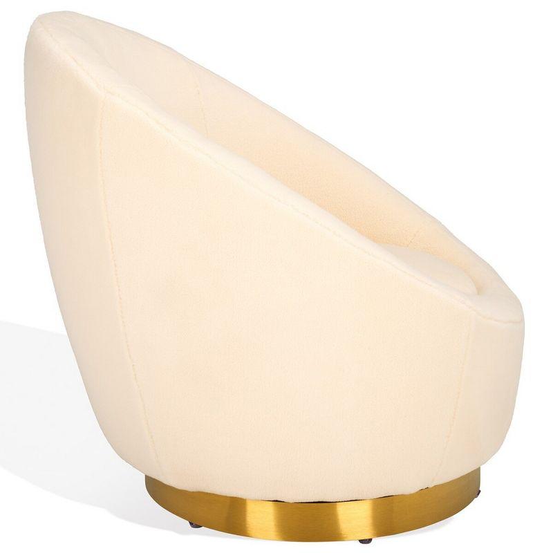 Pippa Faux Shearling Swivel Chair - Ivory/Gold - Safavieh