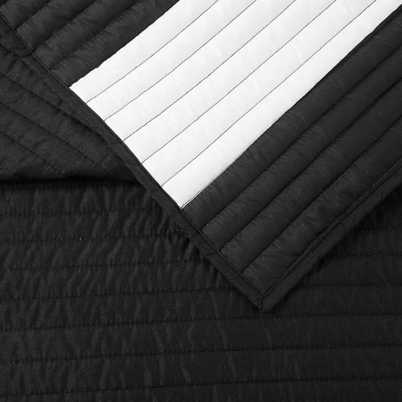 Lavelle Black/White Stripe Reversible Quilt Set