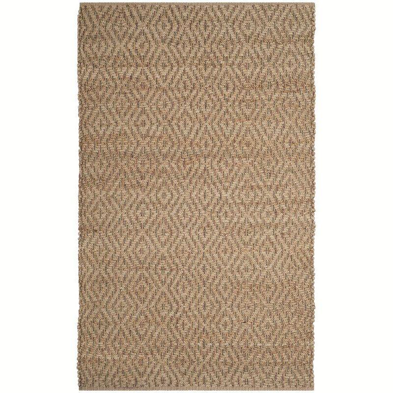 Hand-Knotted Natural and Red Square Jute Area Rug - 5' x 8'