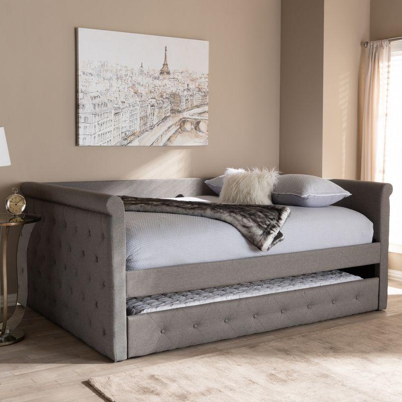 Queen Alena Daybed with Trundle Gray - Baxton Studio: Contemporary Upholstered Bedroom Furniture