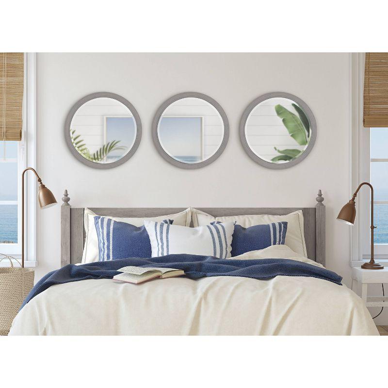 18" x 18" Hogan Round Framed Decorative Wall Mirror Gray - Kate & Laurel All Things Decor