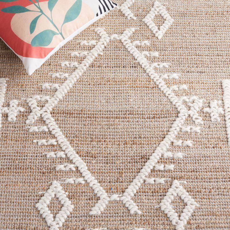 Ivory and Natural Flat Woven Wool Square Rug