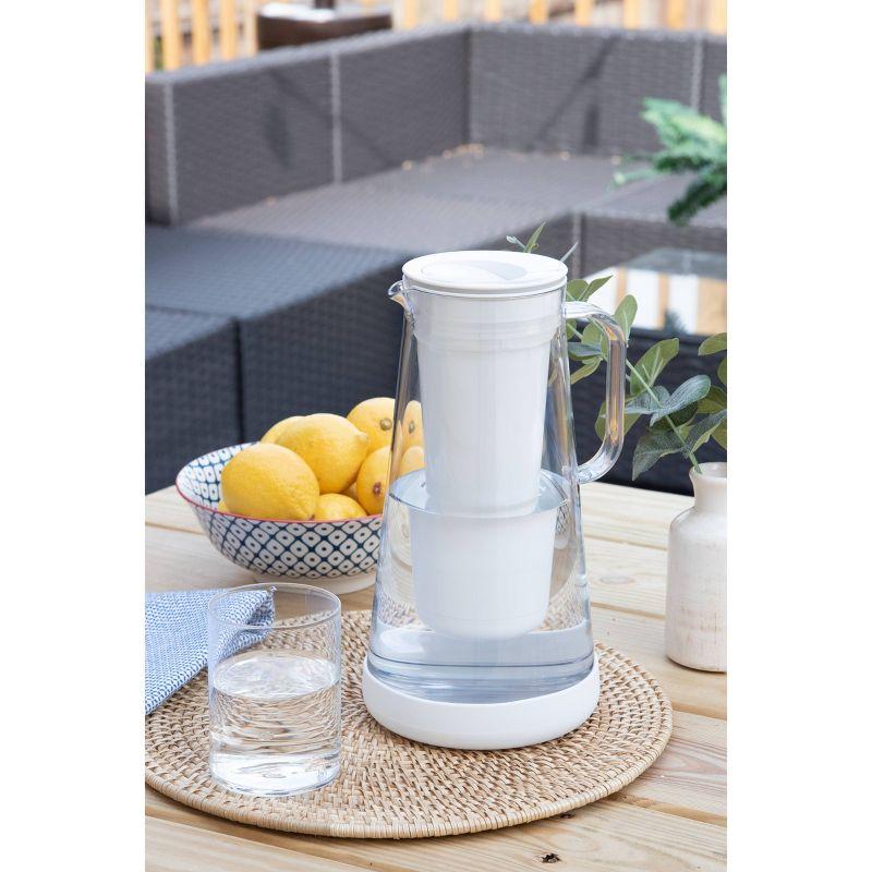 LifeStraw Home 7 Cup Glass Water Filter Pitcher with Silicone Base Stormy Blue