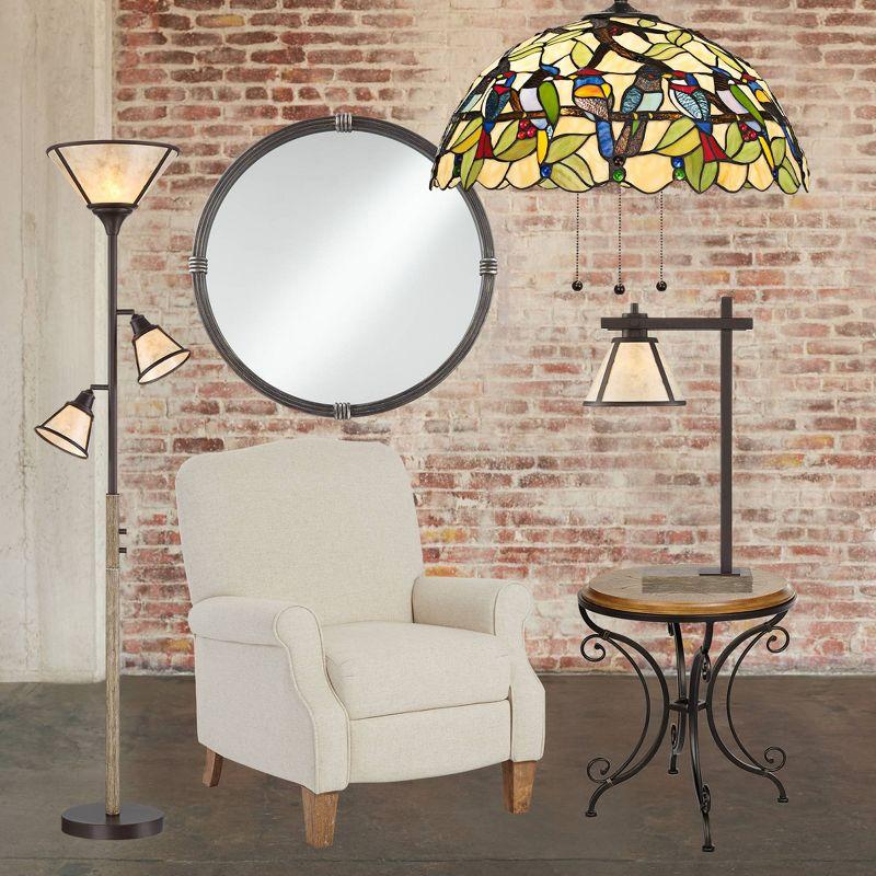 Robert Louis Tiffany Bronze Plug In Swag Pendant Chandelier 20" Wide Mission Garden Birds Stained Glass 3-Light Fixture for Dining Room Kitchen Island