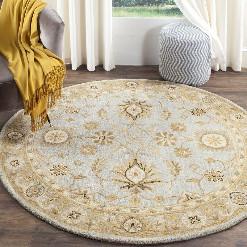 Heirloom Light Blue Wool 6' Round Tufted Area Rug