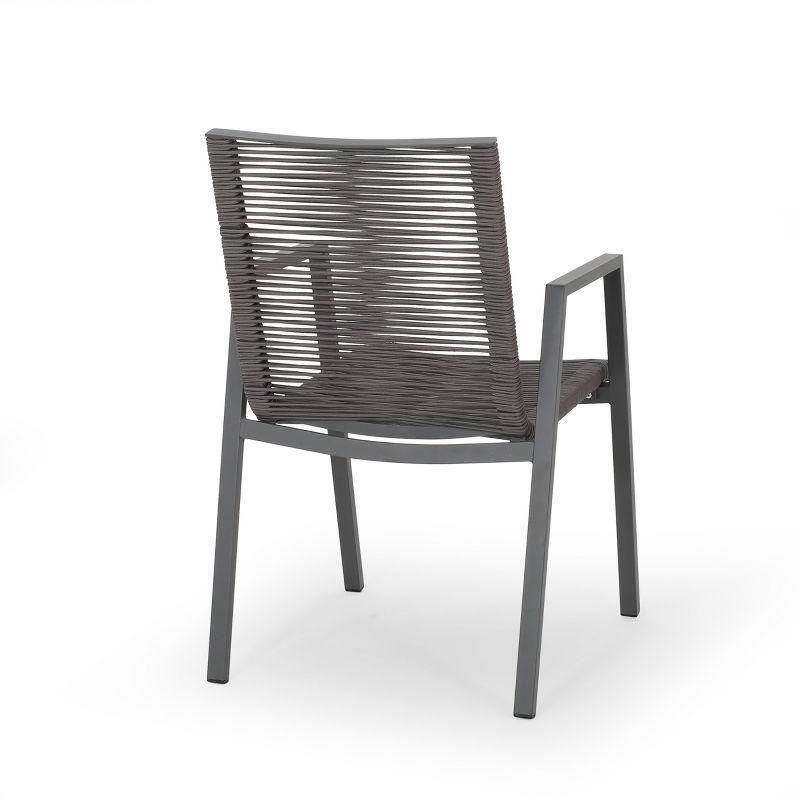 George Oliver Outdoor Modern Aluminum Dining Chair With Rope Seat (Set Of 2)