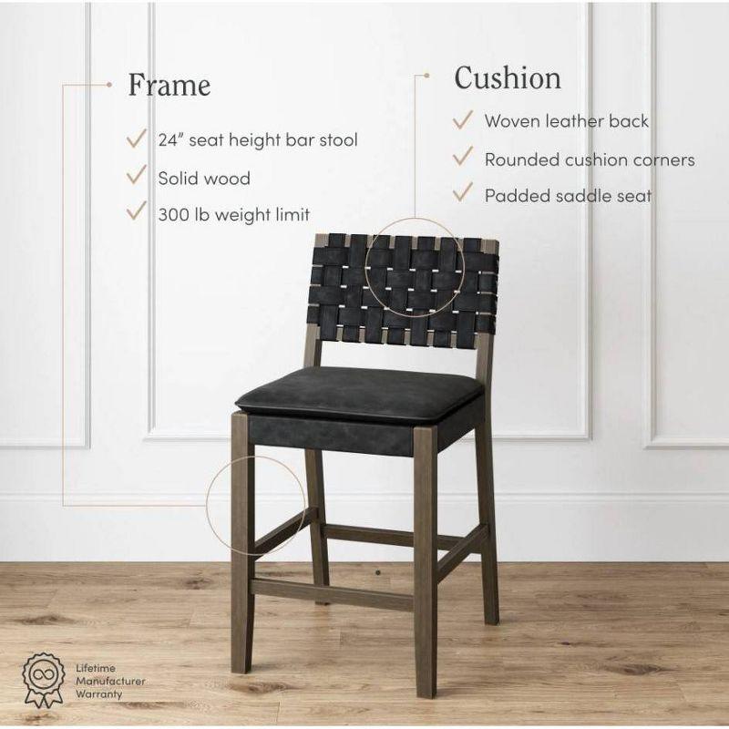 Nathan James Set of 4 Cohen Faux Leather Counter Height Barstool Black
