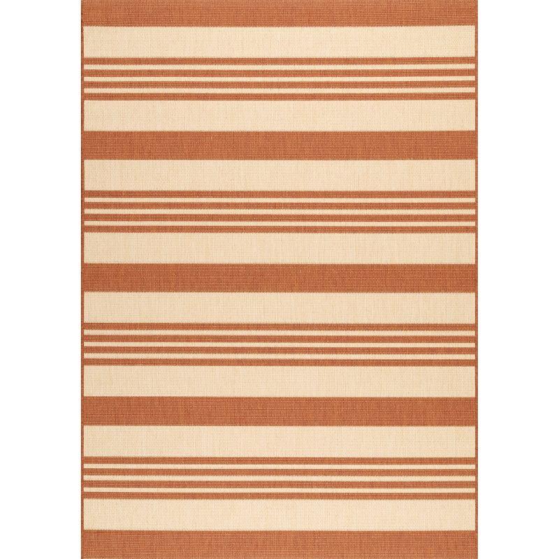 Nuloom Robin Striped 3x5 Indoor/Outdoor Accent Rug for Living Room Patio Deck Front Porch Entryway Kitchen, Terracotta/Ivory