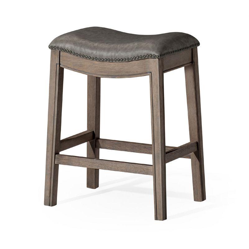 Maven Lane Adrien Saddle Barstool with Vegan Leather Upholstery