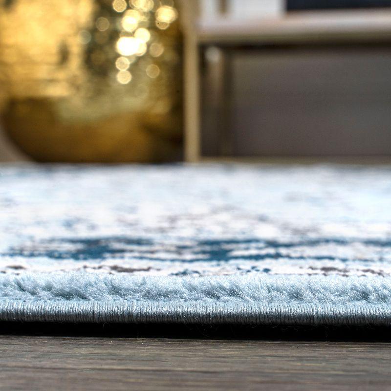 4'x 6' Palmette Modern Persian Floral Area Rug, Blue/Navy - JONATHAN Y
