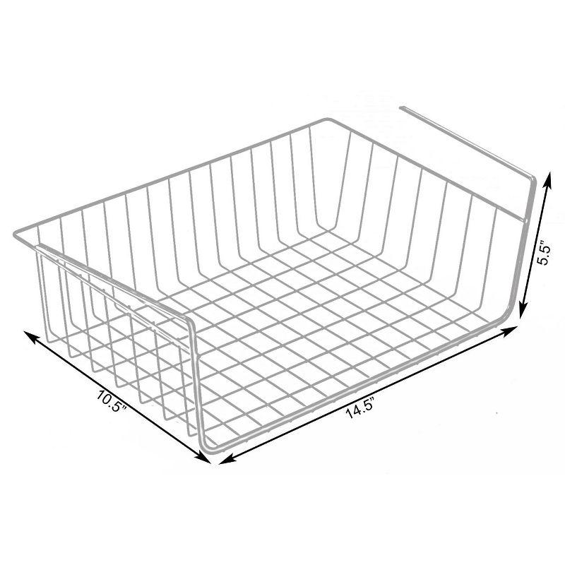 Basicwise Hanging Under Shelf Metal Storage Basket, Set of 2