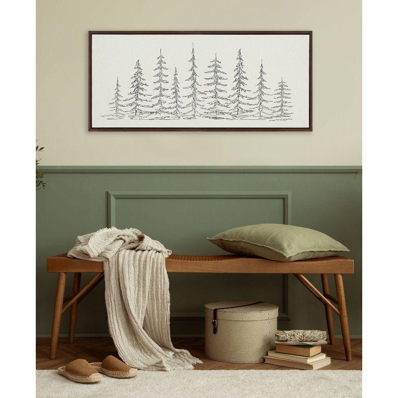 Kate & Laurel All Things Decor 18"x40" Minimalist Evergreen Trees Sketch Framed Canvas by The Creative Bunch Studio Brown