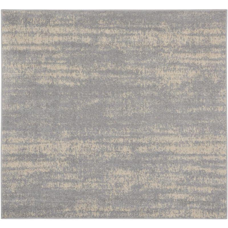 Essentials 5' Square Grey/Beige Abstract Synthetic Outdoor Rug