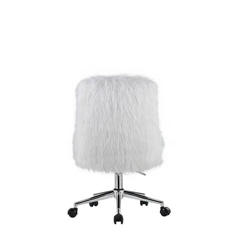 22" Arundell II Accent Chair White Faux Fur/Chrome Finish - Acme Furniture