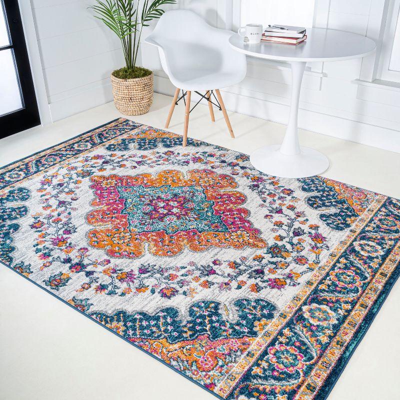 JONATHAN Y Bohemian FLAIR Boho Vintage Medallion Blue/Multi 5 ft. x 8 ft. Area Rug