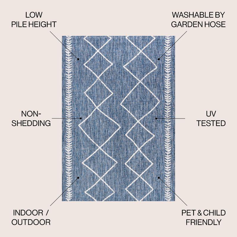 4'x6' Derya  Diamond Trellis Indoor/Outdoor Area Rug, Blue/Ivory - JONATHAN Y