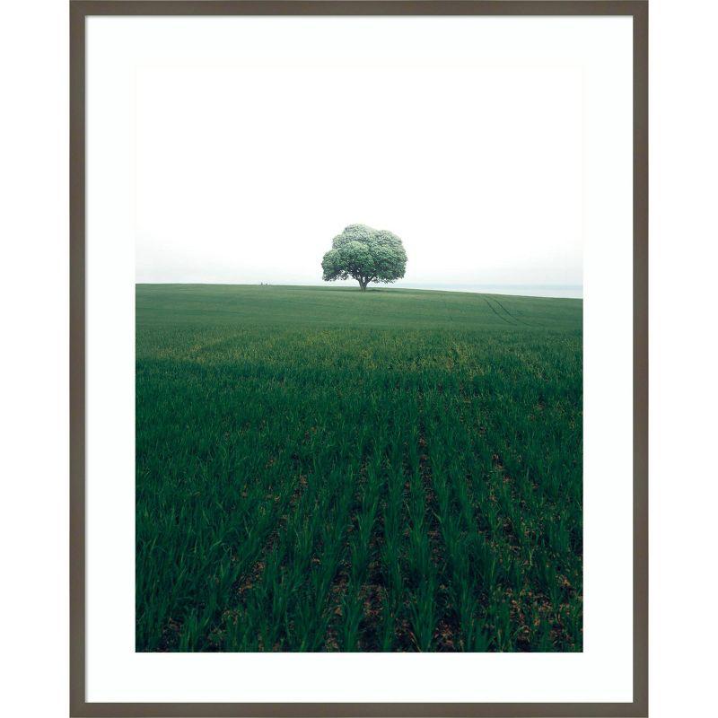 Green and White Nature Vista Framed Wall Art Print