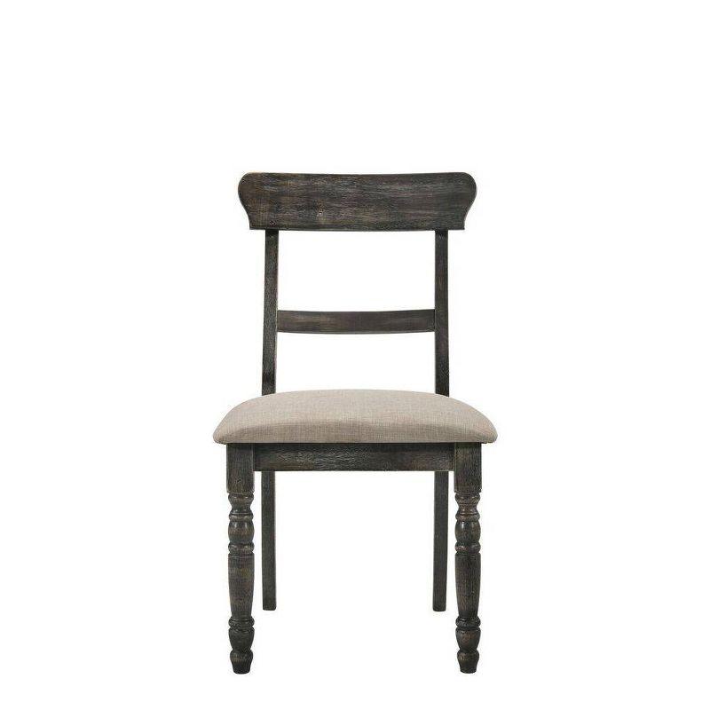 Set of 2 Wallace Side Chair Light Brown/Gray - Acme Furniture: Upholstered Linen, Turned Legs, Crosspiece Backrest