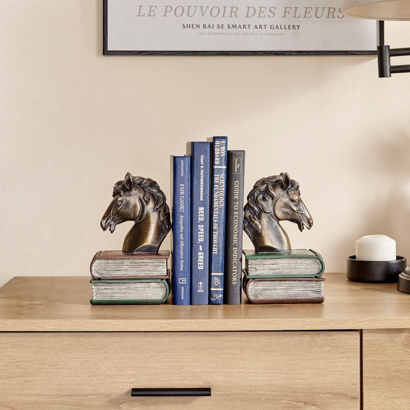 Gracie Oaks Nolley Horses on Books Non Skid Bookends (Set of 2)