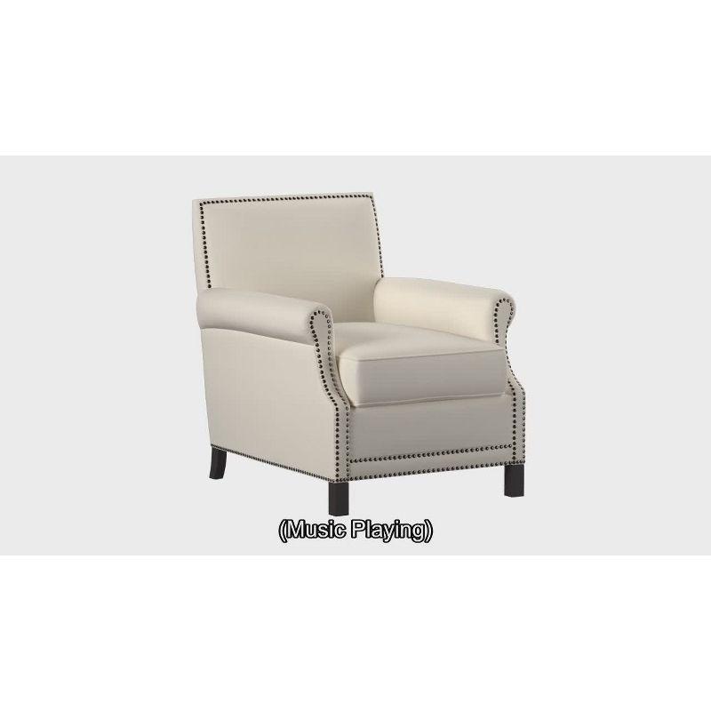 Contemporary Beige Wood Accent Chair with Nailhead Detail