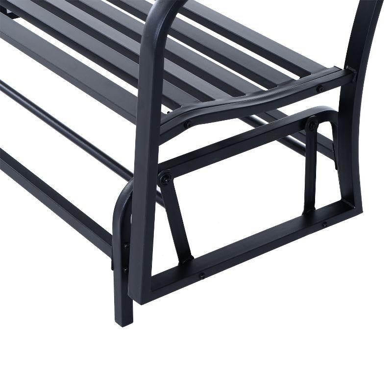 Outsunny Patio Glider Bench Outdoor Swing Rocking Chair Loveseat with Power Coated Steel Frame, Black