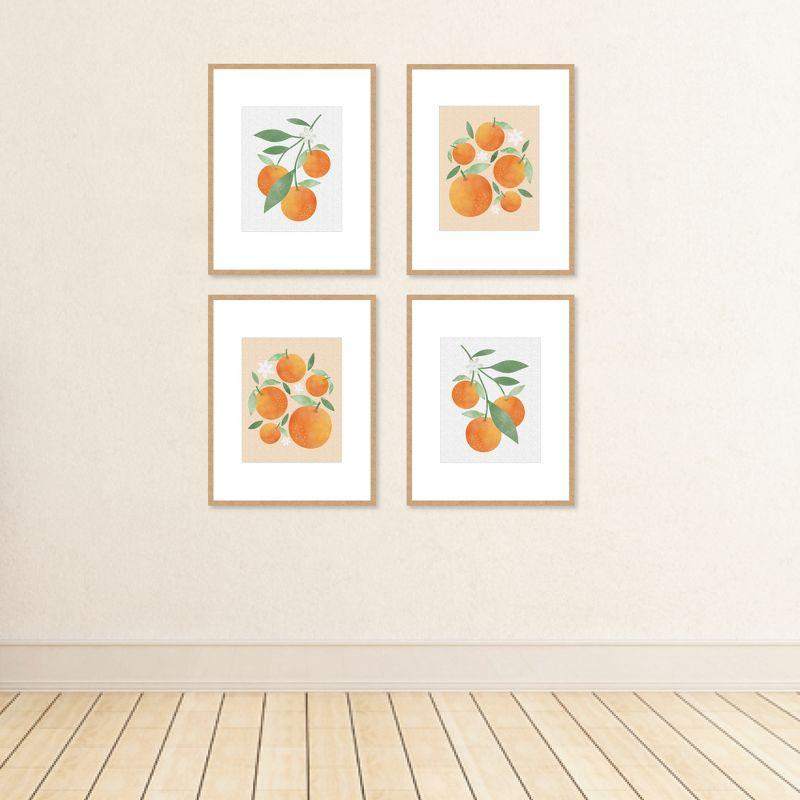 Big Dot of Happiness Little Clementine - Unframed Orange Citrus Kitchen Linen Paper Wall Art - Set of 4 - Artisms - 8 x 10 inches