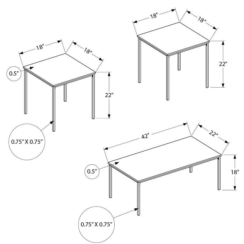 Contemporary Black Metal and Brown Laminate 3-Piece Table Set