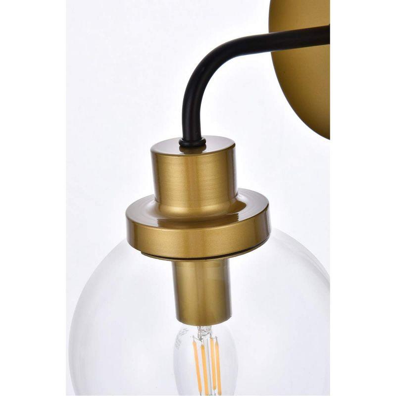 Elegant Lighting Hanson 1 light bath sconce in black with brass with clear shade