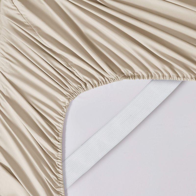 Fitted Sheet Brushed Microfiber Bottom Sheets with Built in Sheet Straps by Sweet Home Collection® - Twin, Beige