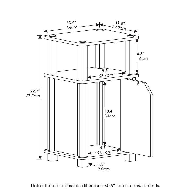 Furinno 2PCS Mid-Century 3-Tier Sofa Side Telephone Table Nightstand Accent End Table w/Storage Cabinet&Open Display Bookshelf,Espresso/Black
