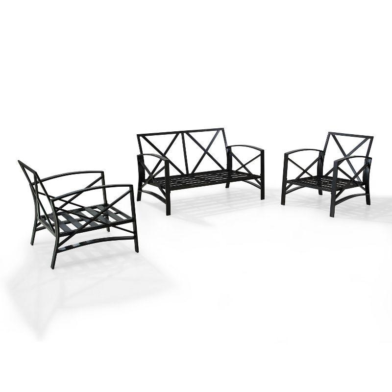 Kaplan 3-Piece Black Steel Outdoor Conversation Set with Cushions