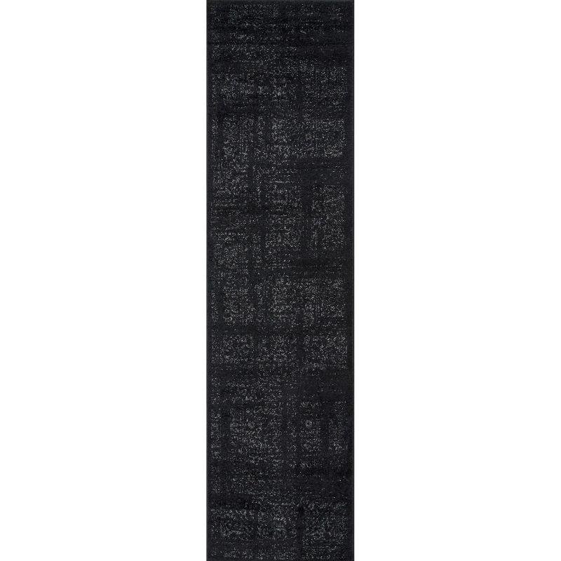 Arlena Black Synthetic Reversible Runner Rug