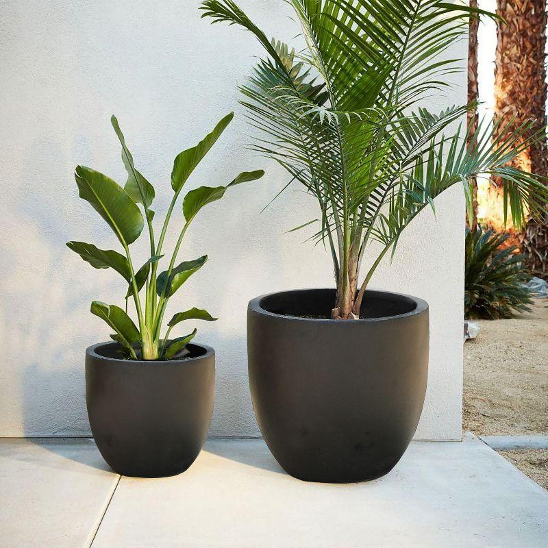 LuxenHome Round Tapered 12.2" H Flower Pot Planter Black