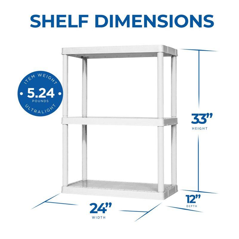 Gracious Living Gracious Living 3 Shelf Fixed Height Solid Light Duty Home Storage Unit
