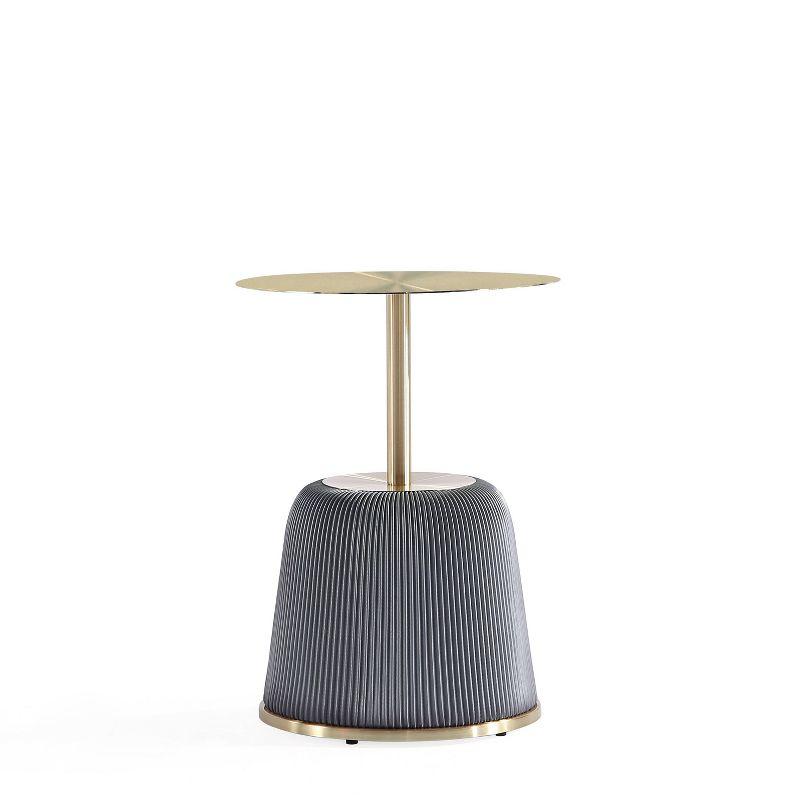 Manhattan Comfort Anderson Modern Leatherette Upholstered End Table with Gold Tabletop Gray: Stainless Steel, No Assembly Required