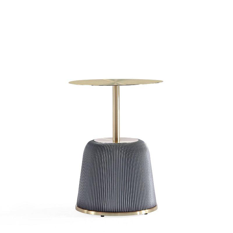 Manhattan Comfort Anderson Modern Leatherette Upholstered End Table with Gold Tabletop