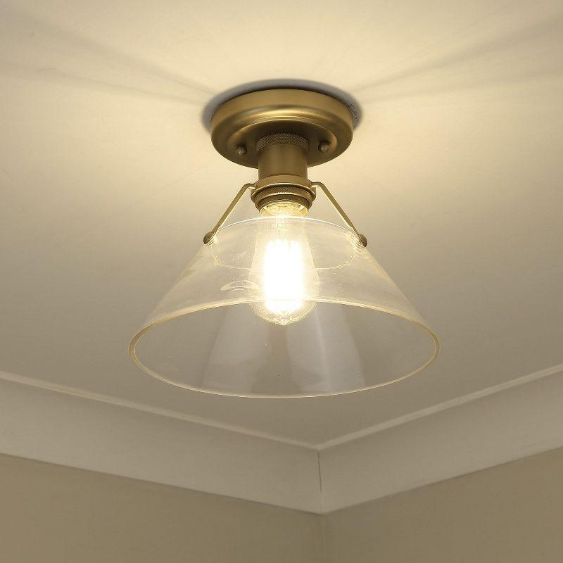Golden Lighting Orwell 1-Light Flush Mount in Brushed Champagne Bronze with Clear Glass