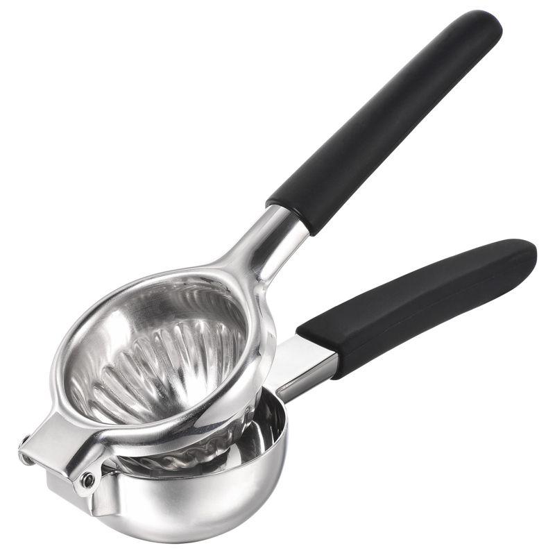 Unique Bargains Stainless Steel Lemon Citrus Manual Hand Squeezer  with Non-Slip Grip Handle Black