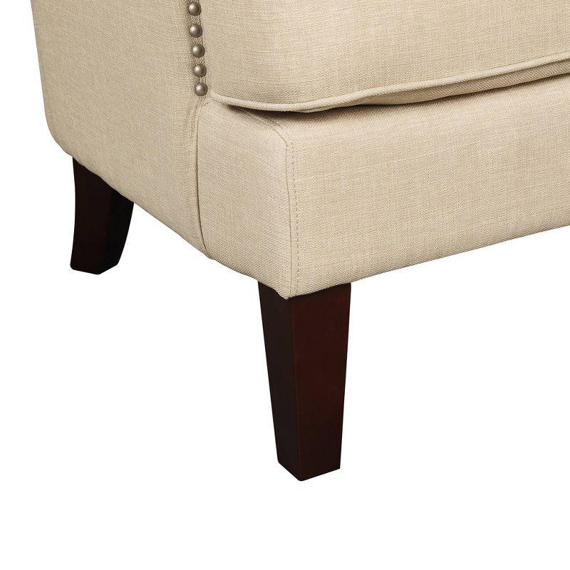 Transitional Cream Winged Accent Chair with Silver Nailhead Trim