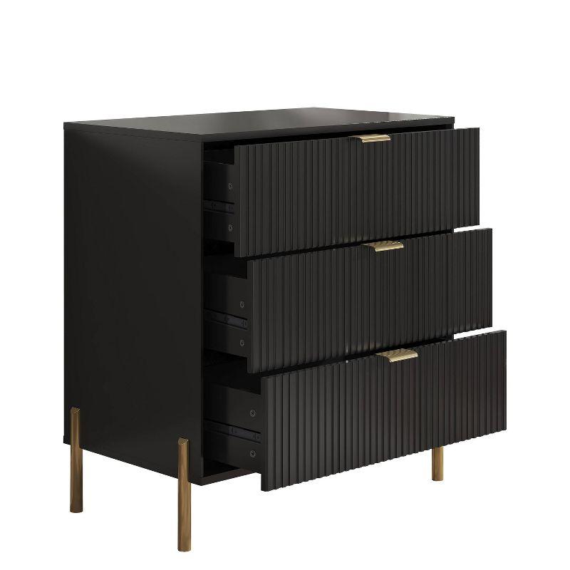 Festivo 2pc Modern Elegance 3 Drawer Nightstands Side Table Set Black