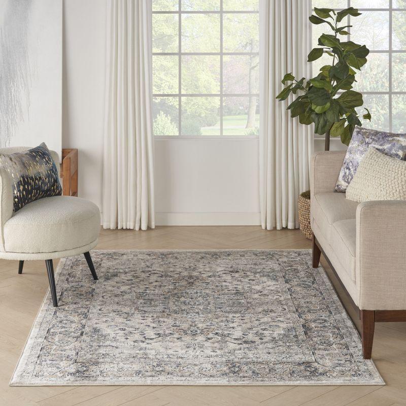 Nourison Concerto Center Medallion Indoor Rug Ivory Grey 5'3" x 7'3"
